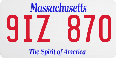 MA license plate 9IZ870