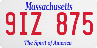 MA license plate 9IZ875