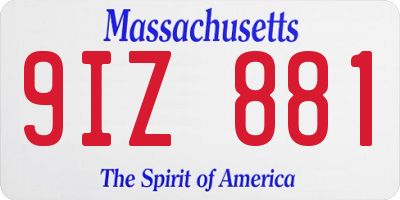 MA license plate 9IZ881