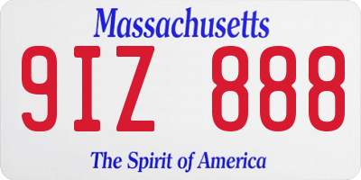 MA license plate 9IZ888