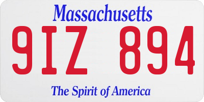 MA license plate 9IZ894