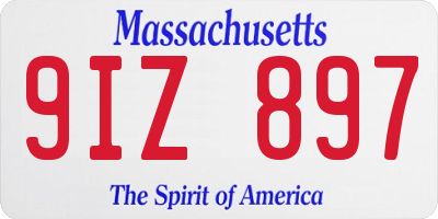 MA license plate 9IZ897