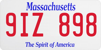 MA license plate 9IZ898
