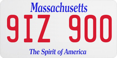 MA license plate 9IZ900