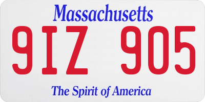MA license plate 9IZ905