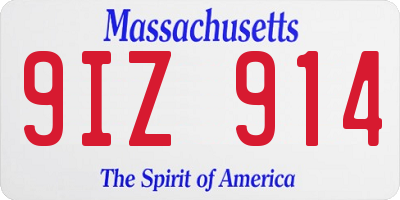 MA license plate 9IZ914