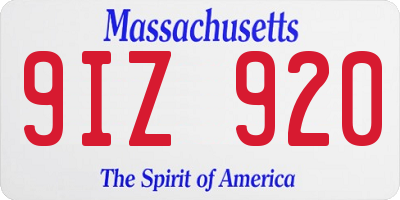 MA license plate 9IZ920