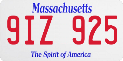 MA license plate 9IZ925