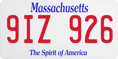 MA license plate 9IZ926