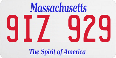 MA license plate 9IZ929
