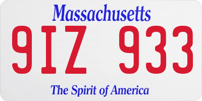 MA license plate 9IZ933