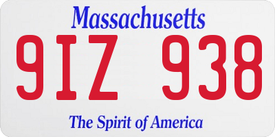 MA license plate 9IZ938