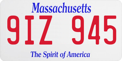 MA license plate 9IZ945