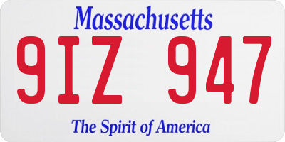 MA license plate 9IZ947