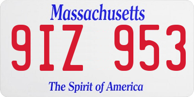 MA license plate 9IZ953