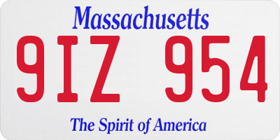 MA license plate 9IZ954