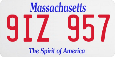 MA license plate 9IZ957