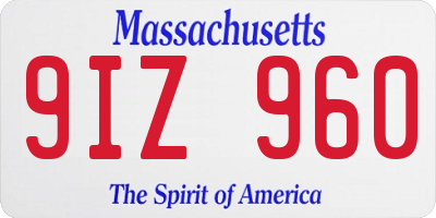 MA license plate 9IZ960