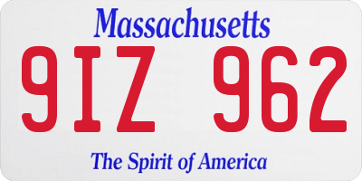 MA license plate 9IZ962