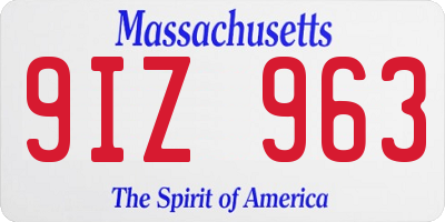 MA license plate 9IZ963