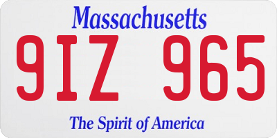 MA license plate 9IZ965