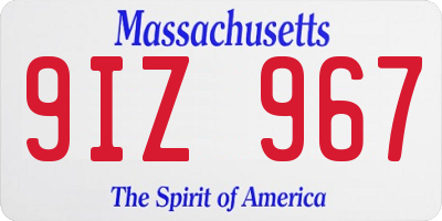 MA license plate 9IZ967