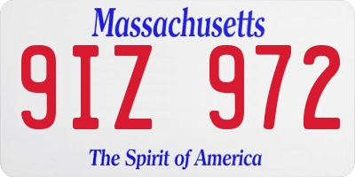 MA license plate 9IZ972
