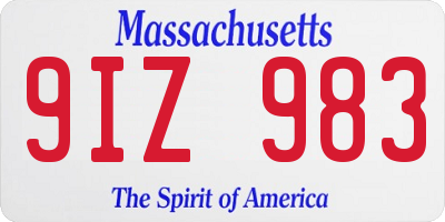 MA license plate 9IZ983