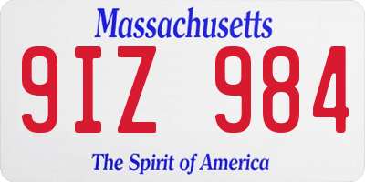 MA license plate 9IZ984