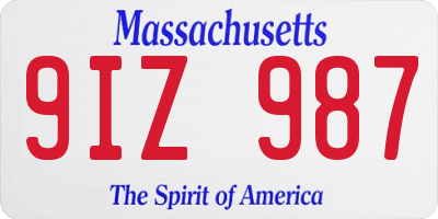MA license plate 9IZ987