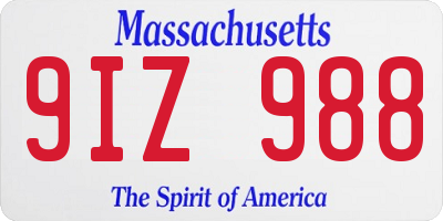 MA license plate 9IZ988