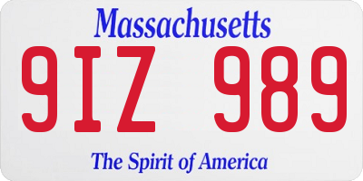 MA license plate 9IZ989
