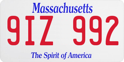 MA license plate 9IZ992