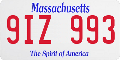 MA license plate 9IZ993