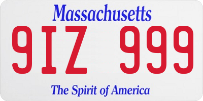 MA license plate 9IZ999