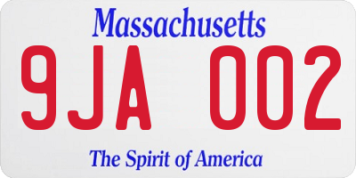 MA license plate 9JA002