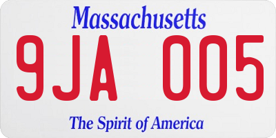 MA license plate 9JA005
