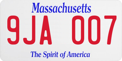 MA license plate 9JA007