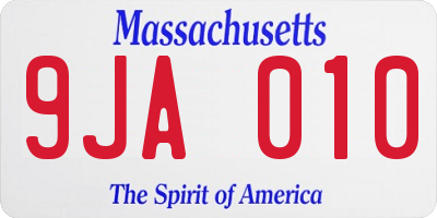 MA license plate 9JA010
