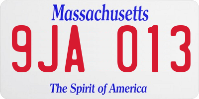MA license plate 9JA013