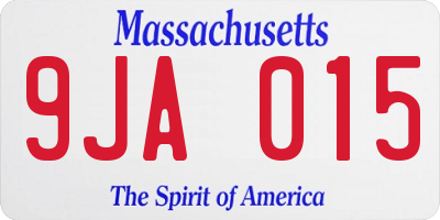 MA license plate 9JA015