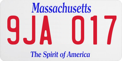 MA license plate 9JA017