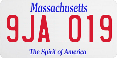MA license plate 9JA019