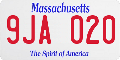 MA license plate 9JA020