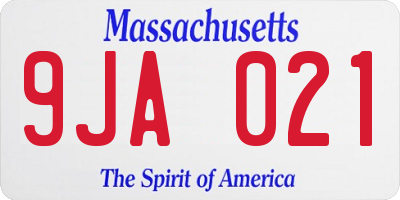 MA license plate 9JA021