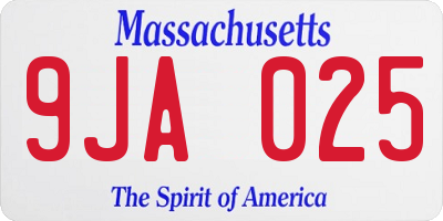 MA license plate 9JA025