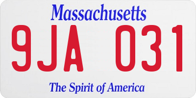 MA license plate 9JA031