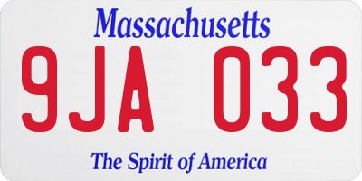MA license plate 9JA033
