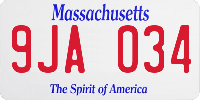 MA license plate 9JA034