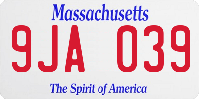 MA license plate 9JA039